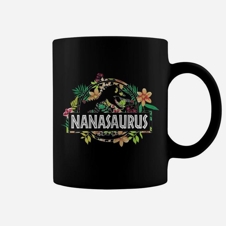 Womens Dinosaur Mom Mothers Day Nanasaurus T Rex Flower Gift Coffee Mug