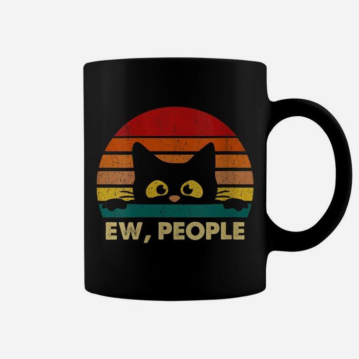 Womens Ew, People Vintage Black Cat Lover, Retro Style Cats Gift Coffee Mug