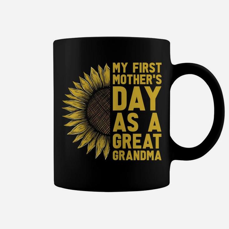 Womens Flower And My First Mother's Day As Great Grandma Coffee Mug