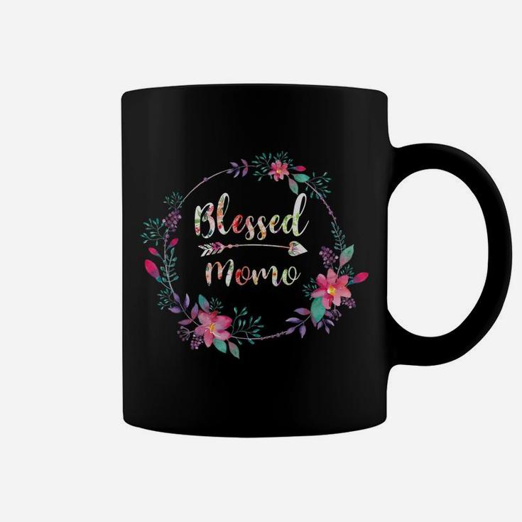 Womens Flower Floral Blessed Momo Gifts Mothers Day Coffee Mug