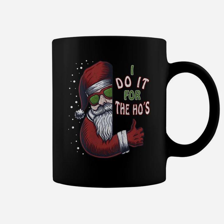 Womens Funny Christmas Dog Santa Hat I Do It For The Hos Gifts Idea Coffee Mug
