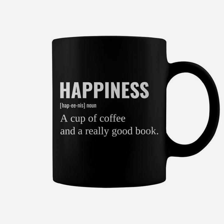 Womens Funny Happiness Noun Definition With Coffee And Good Book Coffee Mug