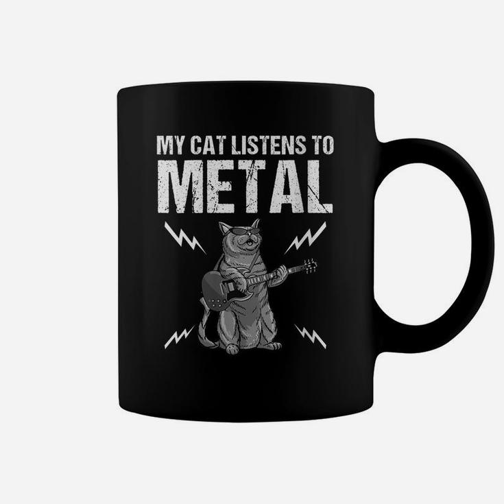 Womens Funny My Cat Listens To Metal Gift For Music Kitten Lovers Coffee Mug
