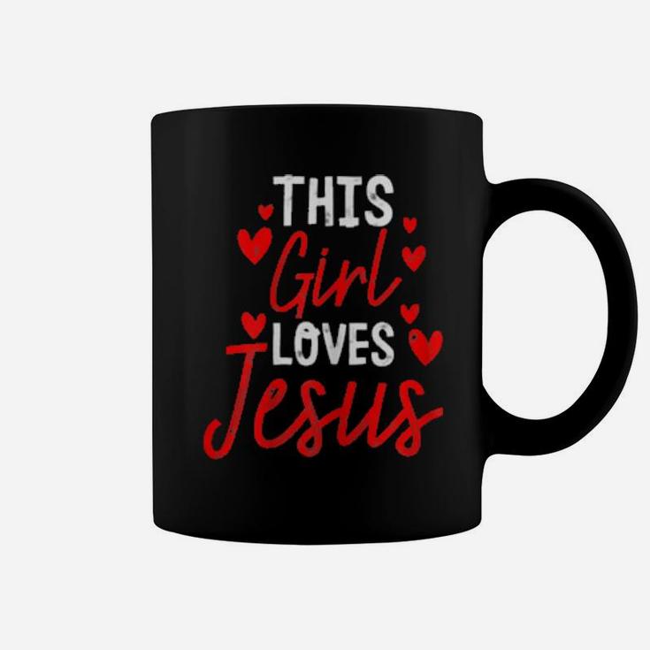 Womens Girl Loves Jesus Cute Christian Religious Coffee Mug