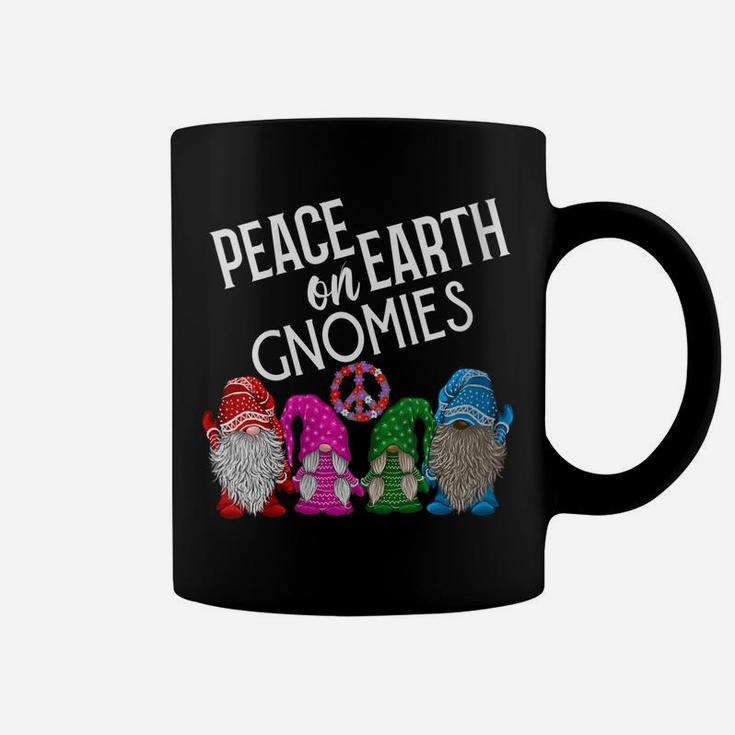 Womens Gnome Christmas Shirt Peace On Earth Gnomies Peace Sign Gift Coffee Mug