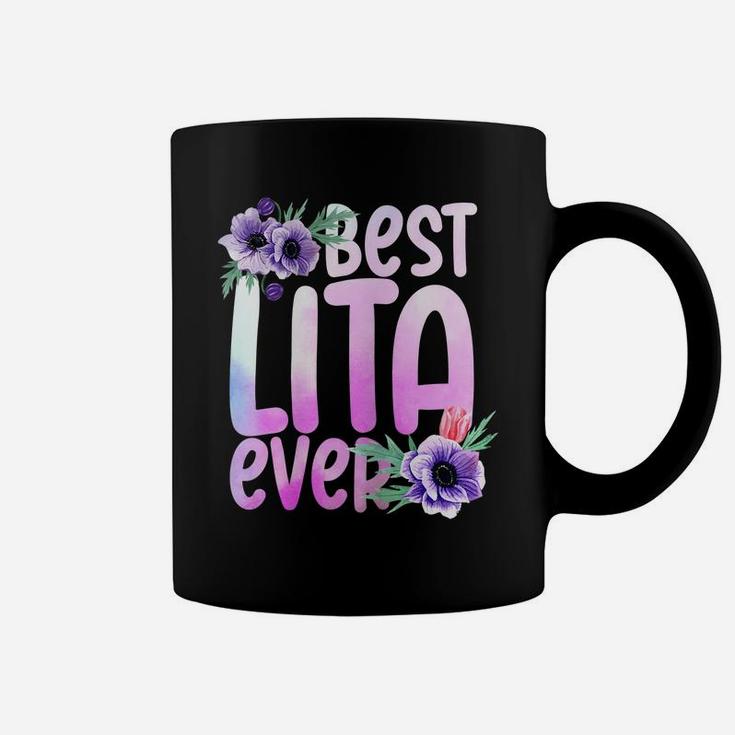 Womens Grandma Mothers Day Best Lita Ever Flower Design Coffee Mug