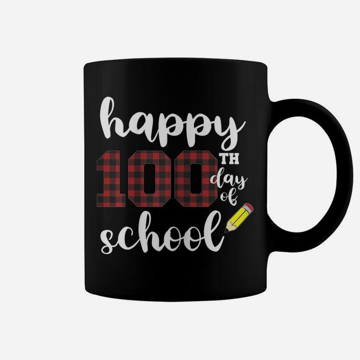 Womens Happy 100Th Day Of School For Teachers Buffalo Plaid Coffee Mug
