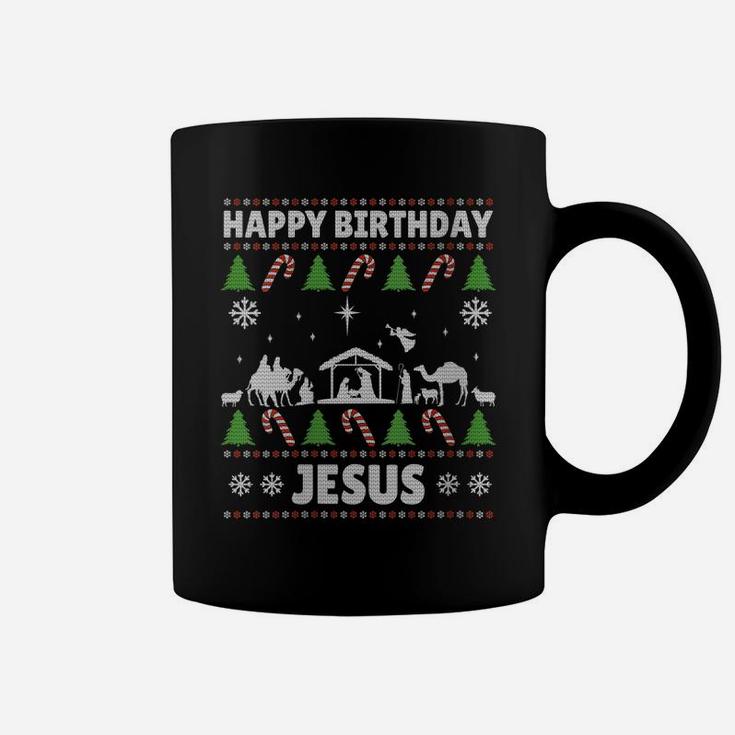 Womens Happy Birthday Jesus Xmas Holiday Christmas Ugly Sweater Coffee Mug