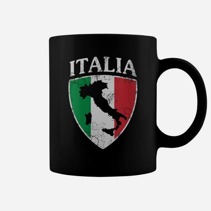 Womens Italia Crest Map Italy Italian Flag Retro Distressed Coffee Mug
