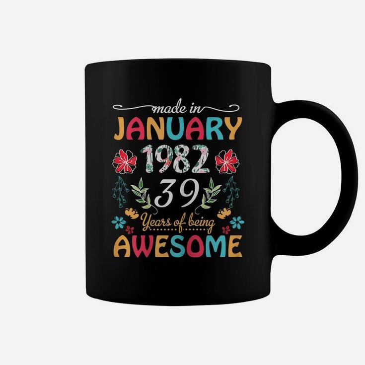 Womens January Girls 1982 Birthday Gift 39 Years Old Made In 1982 Coffee Mug