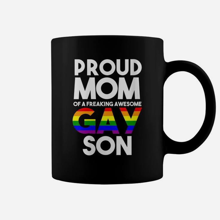 Womens Lgbtq Proud Mom Of A Gay Son Lgbtq Ally Gifts Free Mom Hugs Coffee Mug
