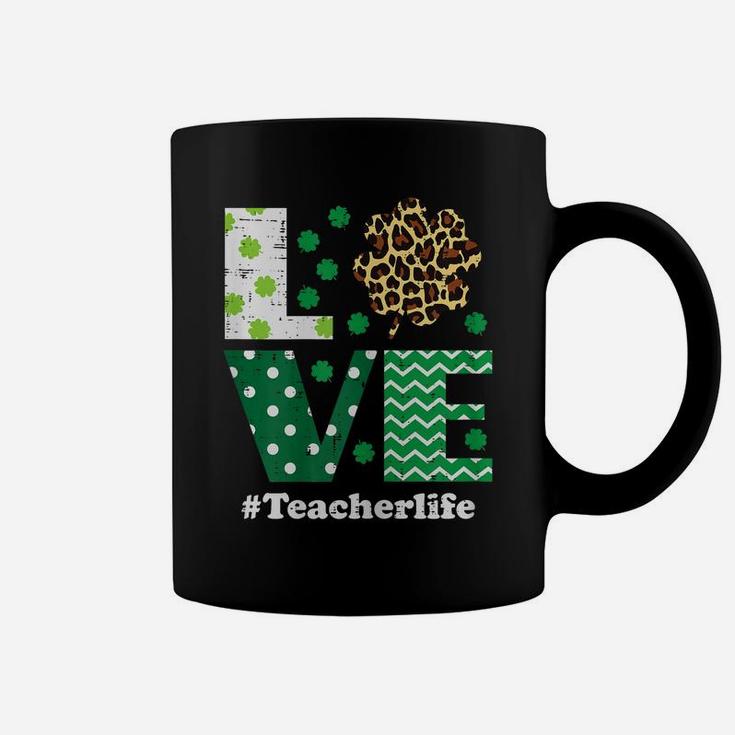 Womens Love Leopard Shamrock Teacher Life St Patrick Day Women Gift Coffee Mug