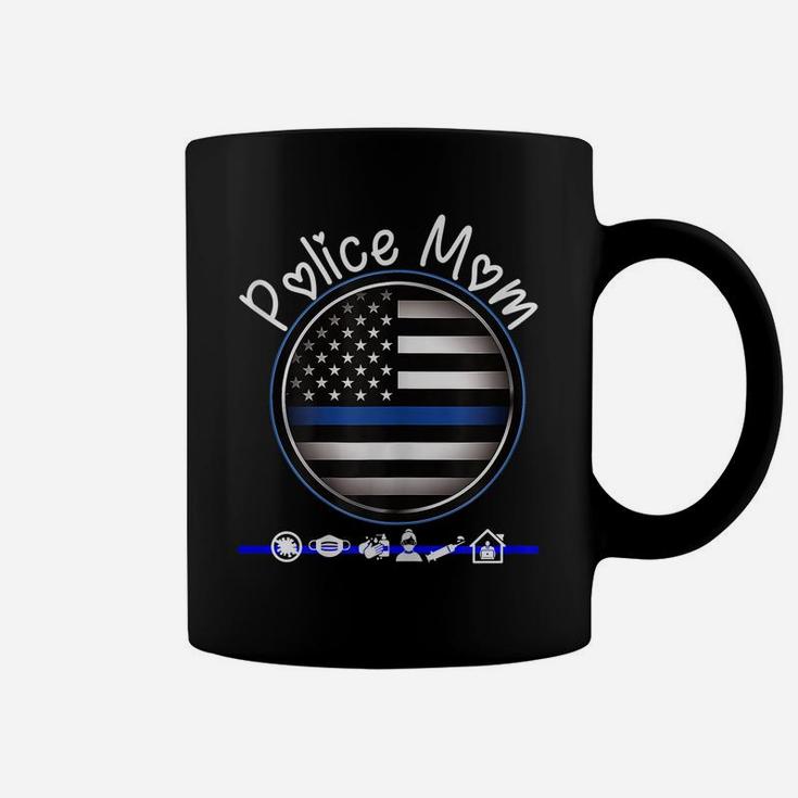 Womens Mothers Day Shirt For Cute Police Mom Flag Graphic Plus Size Coffee Mug