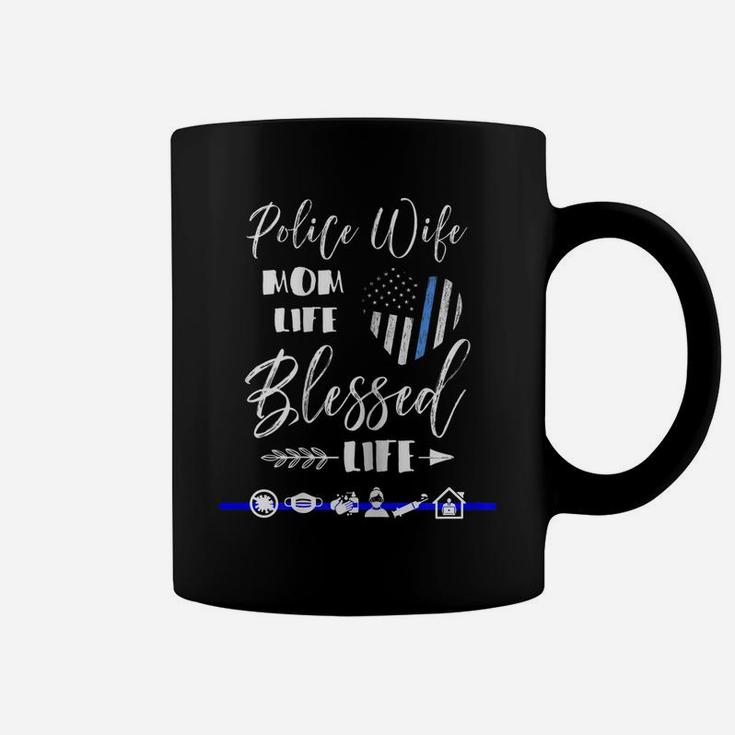 Womens Mothers Day Tshirt For Police Wife Mom Family Life Graphic Coffee Mug