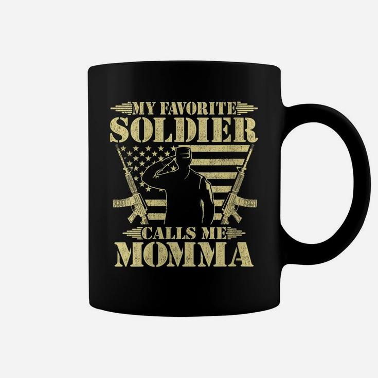 Womens My Favorite Soldier Calls Me Momma Proud Military Mom Gifts Coffee Mug