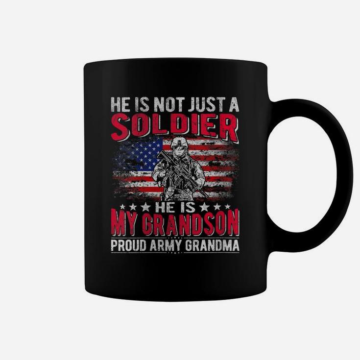 Womens My Grandson Is A Soldier Hero Proud Army Grandma Grandmother Coffee Mug