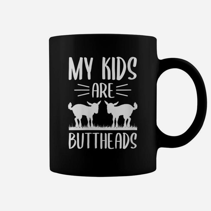 Womens My Kids Are Buttheads Goat Mom Farmer Funny Mothers Day Coffee Mug
