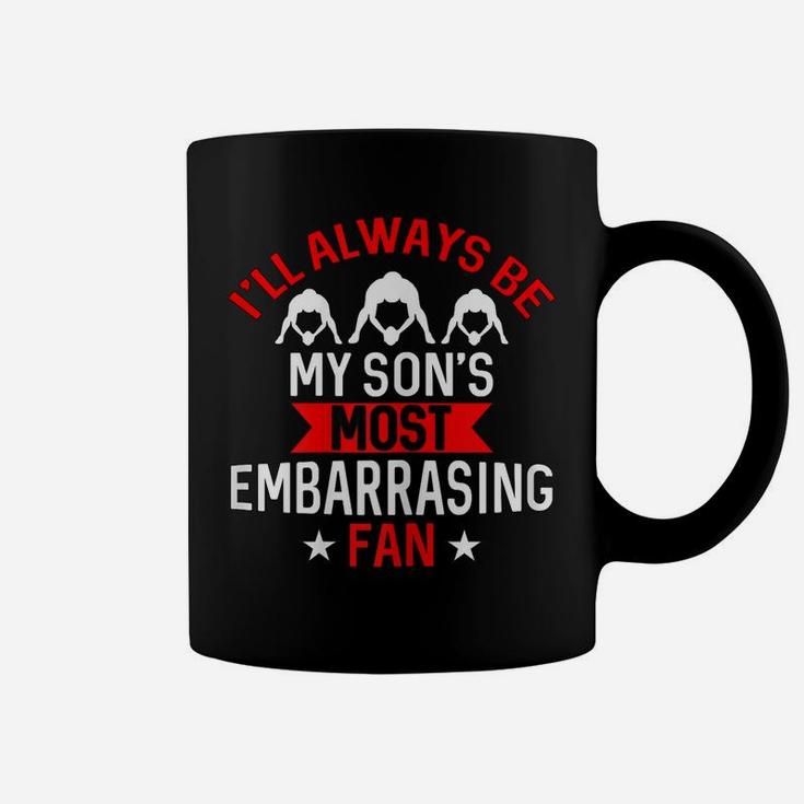 Womens My Son's Most Embarrassing Fan Football Mom Proud Mama Coffee Mug