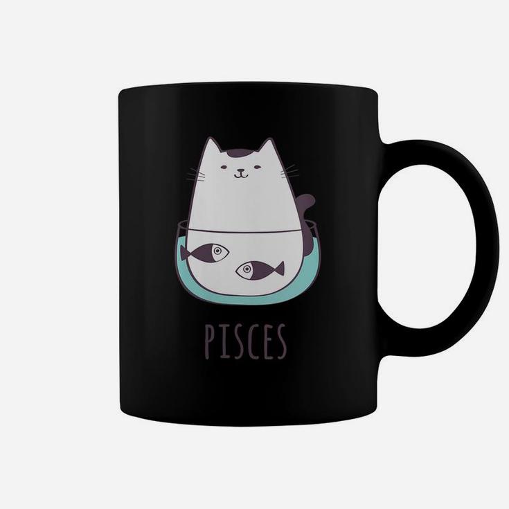 Womens Pisces Star Sign Feline Design Cute, Funny Kitty Zodiac Cat Coffee Mug