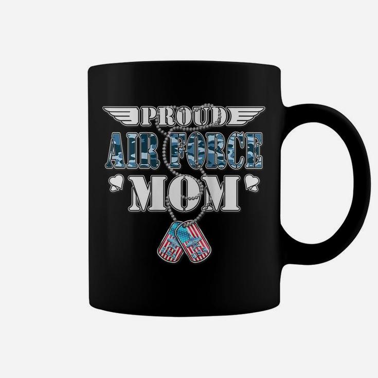 Womens Proud Air Force Mom - Us Flag Dog Tags Wings Military Mother Coffee Mug