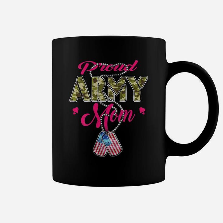 Womens Proud Army Mom Dog Tag Patriotic Military Mother Family Gift Coffee Mug