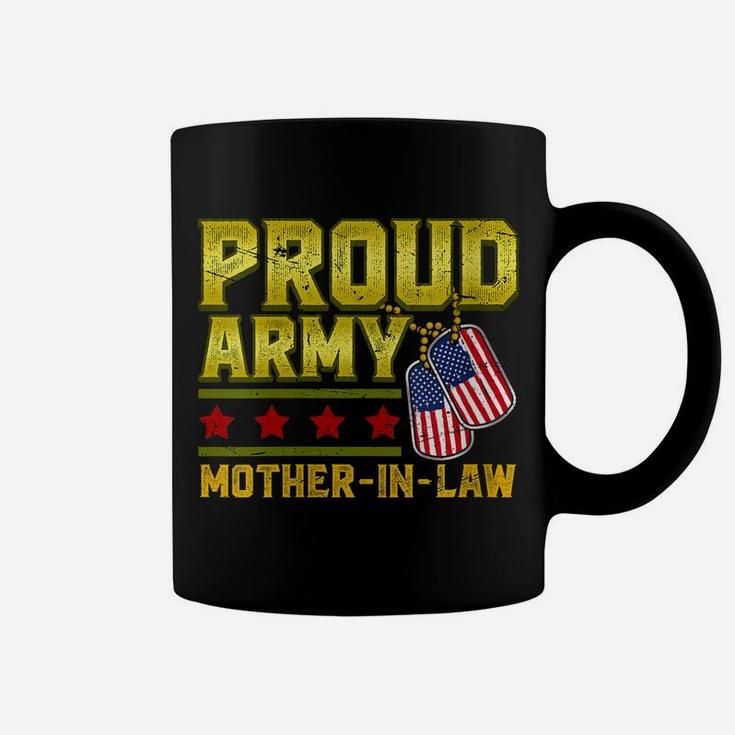 Womens Proud Army Mother In Law Us Flag Military Mom Family Coffee Mug