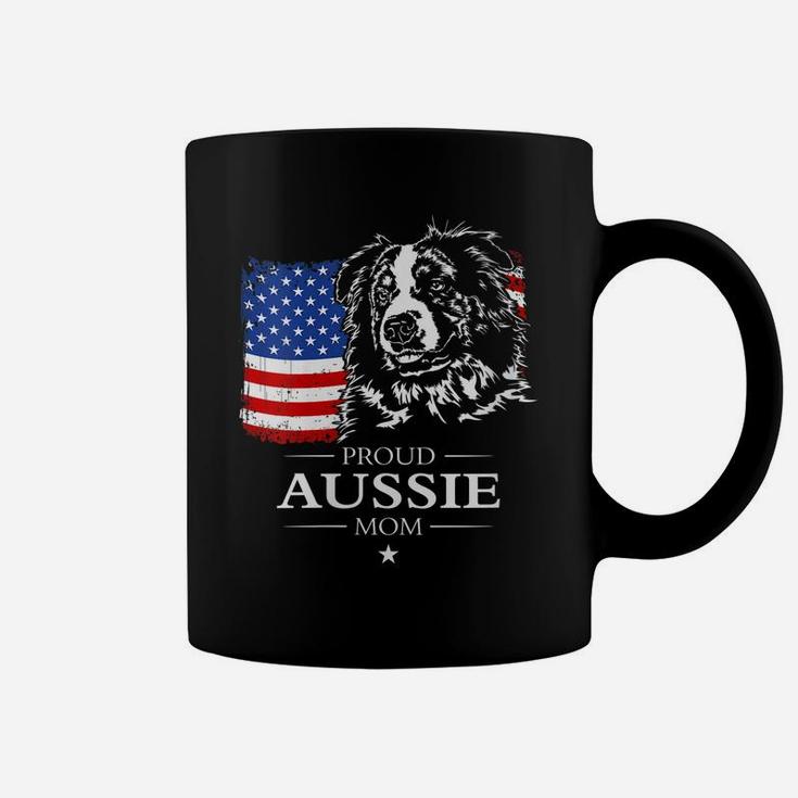 Womens Proud Aussie Shepherd Mom American Flag Patriotic Dog Gift Coffee Mug
