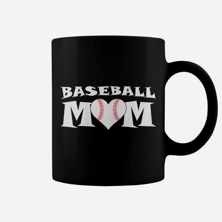 Womens Proud Baseball Mom With Heart Game Day Coffee Mug