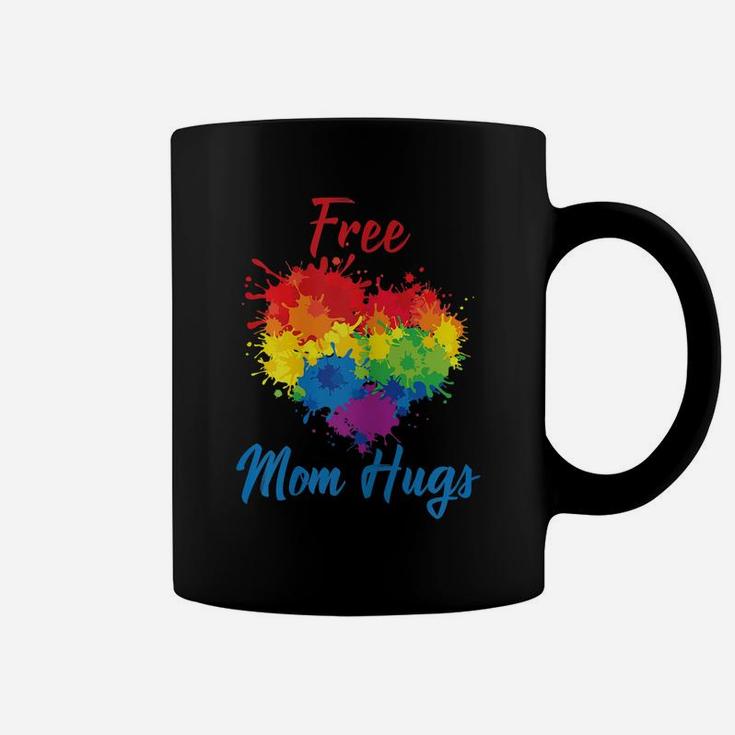 Womens Proud Free Mom Hugs Lgbt Rainbow Gay Pride Mom Coffee Mug