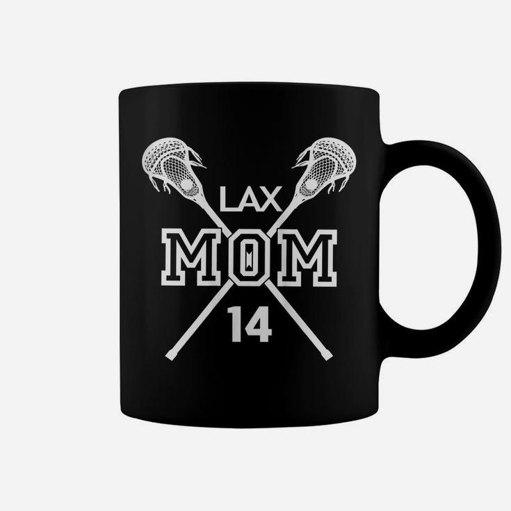 Womens Proud Love Lacrosse Mom 14 Lax Player Number 14 Mothers Day Coffee Mug