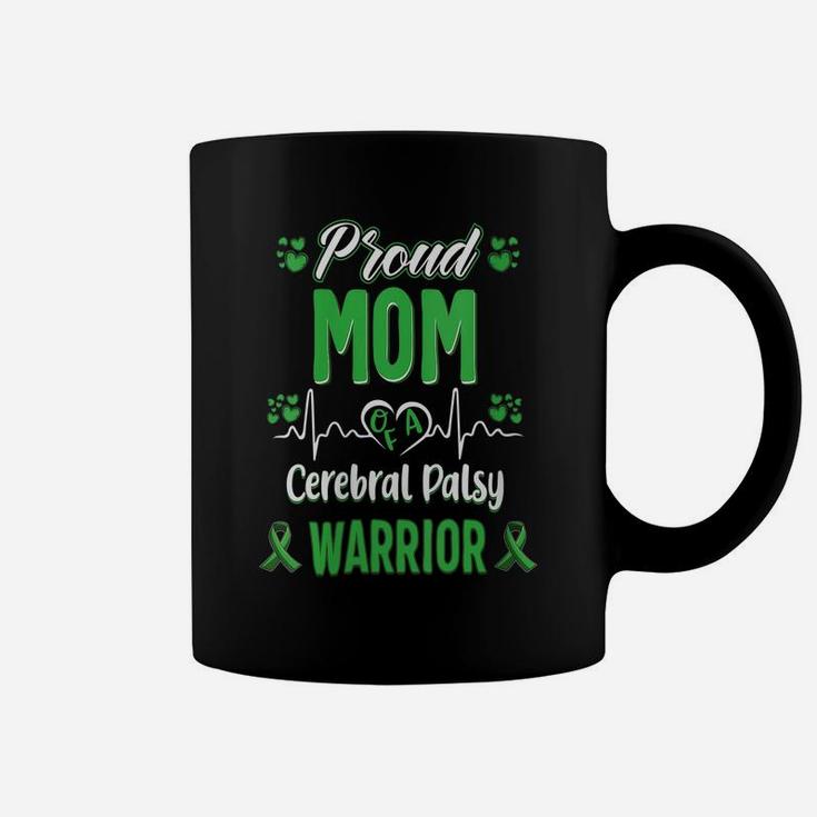 Womens Proud Mom Cerebral Palsy Warrior Awareness Ribbon Green Coffee Mug