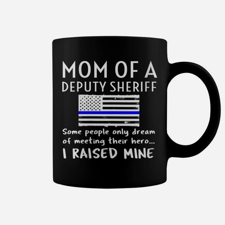 Womens Proud Mom Of A Deputy Sheriff Mother Us Thin Blue Line Flag Coffee Mug
