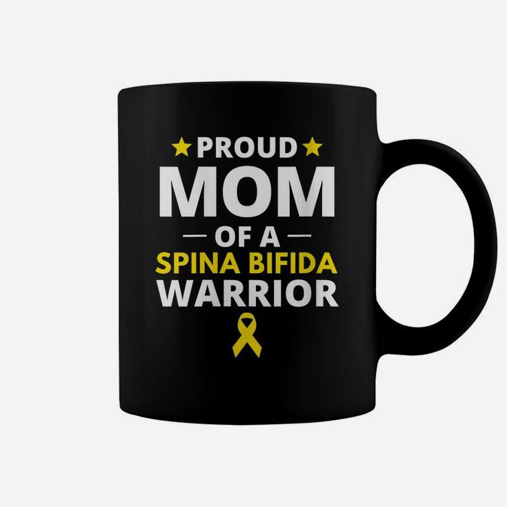 Womens Proud Mom Of A Spina Bifida Warrior Awareness Yellow Ribbon Coffee Mug