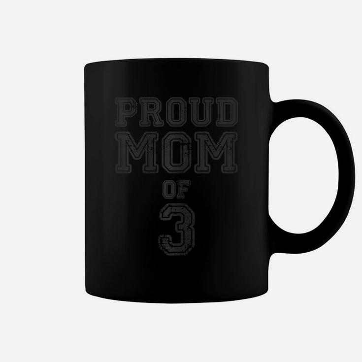 Womens Proud Mom Of Three Shirt - Mother Of 3 Boys Girls Kids Child Coffee Mug