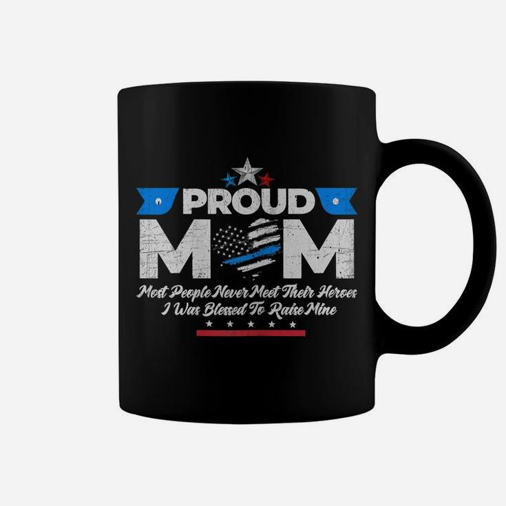 Womens Proud Mom Thin Blue Line Flag Law Enforcement Vintage Coffee Mug