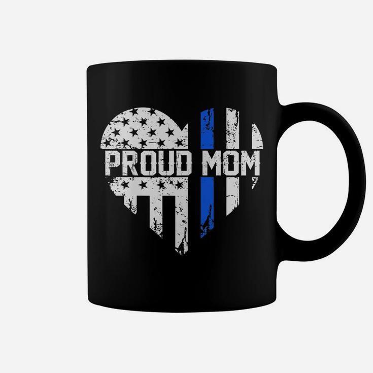 Womens Proud Mom Thin Blue Line Police Support Cop Mom Coffee Mug