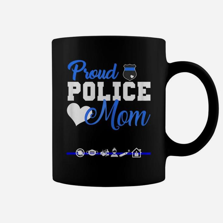 Womens Proud Police Mom Shirt American Flag Graphic Tee Plus Size Coffee Mug