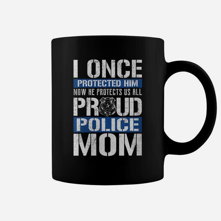 Womens Proud Police Mom  Support Police Son Coffee Mug