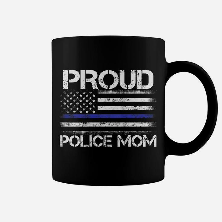 Womens Proud Police Mom Thin Blue Line Flag Law Enforcement Gift Coffee Mug