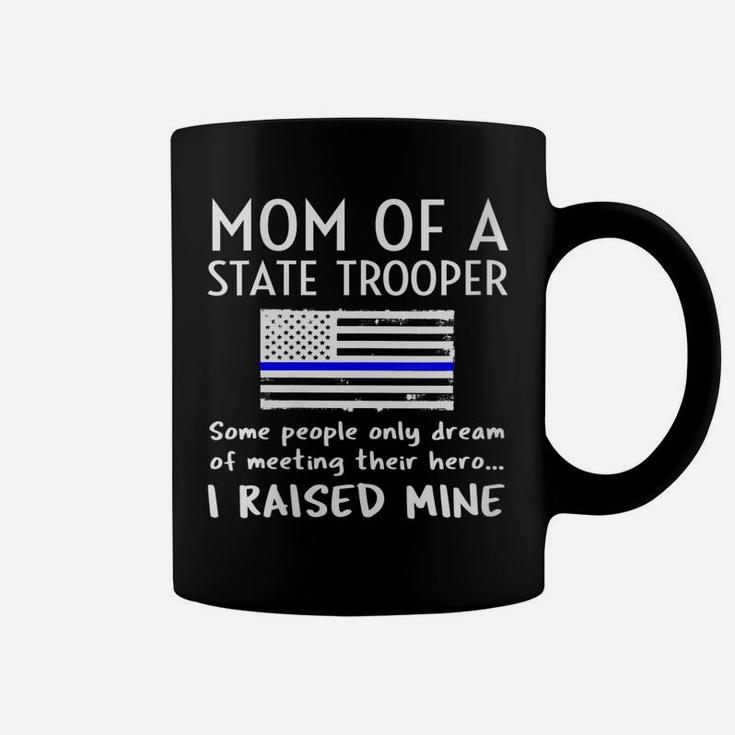 Womens Proud State Trooper Mom Mother Thin Blue Line American Flag Coffee Mug