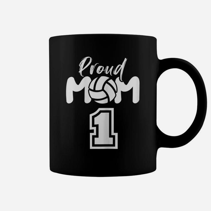 Womens Proud Volleyball Mom Number 1 Player Cheer Mommy Big Fan Coffee Mug