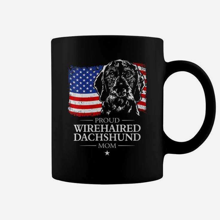 Womens Proud Wirehaired Dachshund Mom American Flag Patriotic Dog Coffee Mug