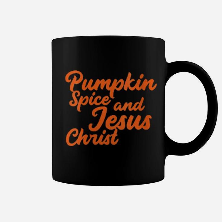 Womens Pumpkin Spice And Jesus Christ Cute Christian Fall Coffee Mug