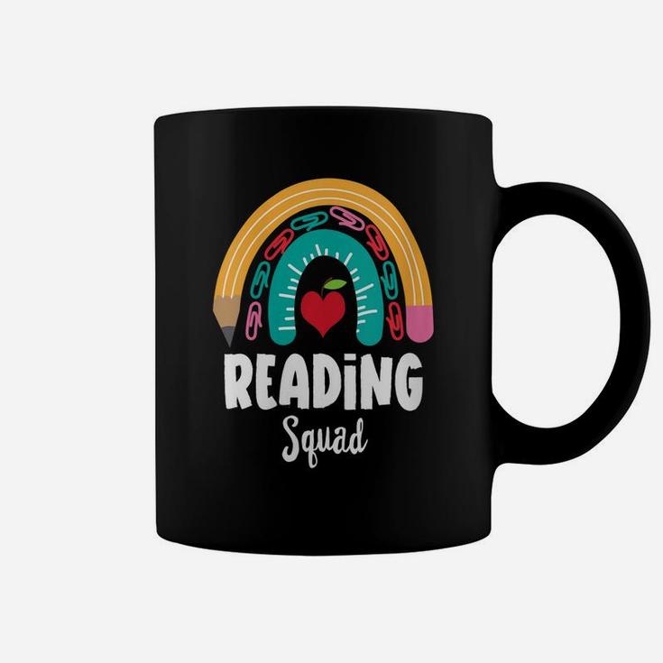 Womens Reading Squad, Funny Boho Rainbow For Teachers Coffee Mug