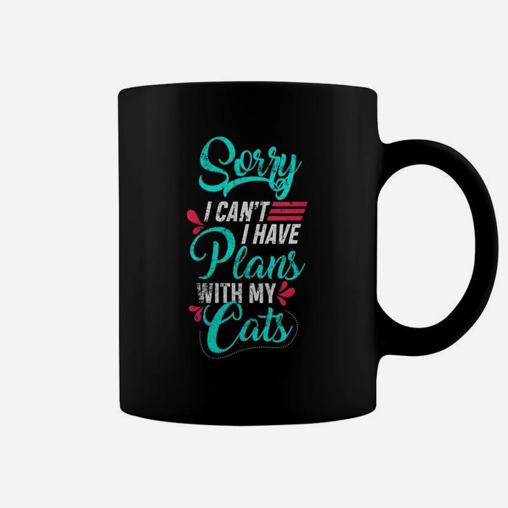 Womens Sorry I Can't I Have Plans With My Cat Gift Funny Cat Lovers Coffee Mug