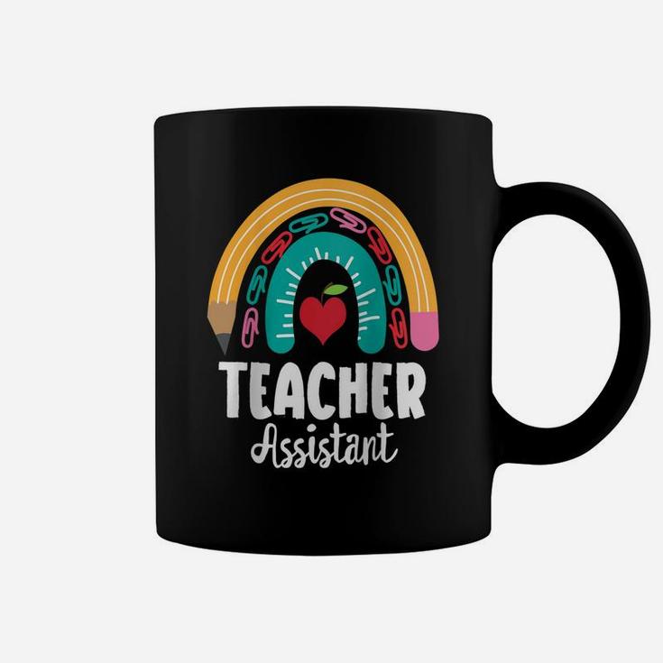Womens Teacher Assistant, Funny Boho Rainbow For Teachers Raglan Baseball Tee Coffee Mug