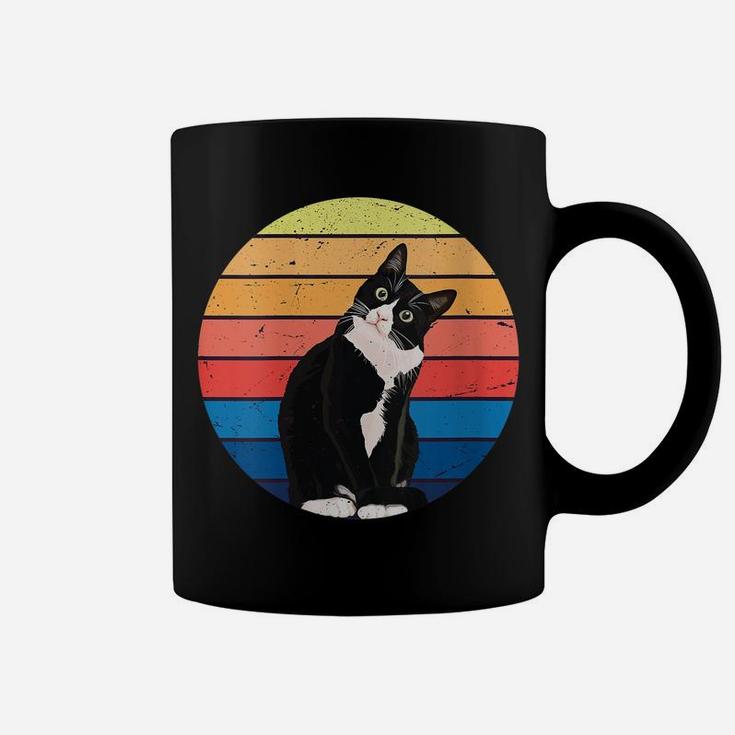 Womens Tuxedo Cat Gift Retro Colors For Animal Lovers Coffee Mug