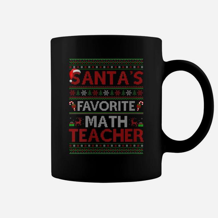 Womens Ugly Xmas Lighting Santa's Favorite Math Teacher Christmas Coffee Mug