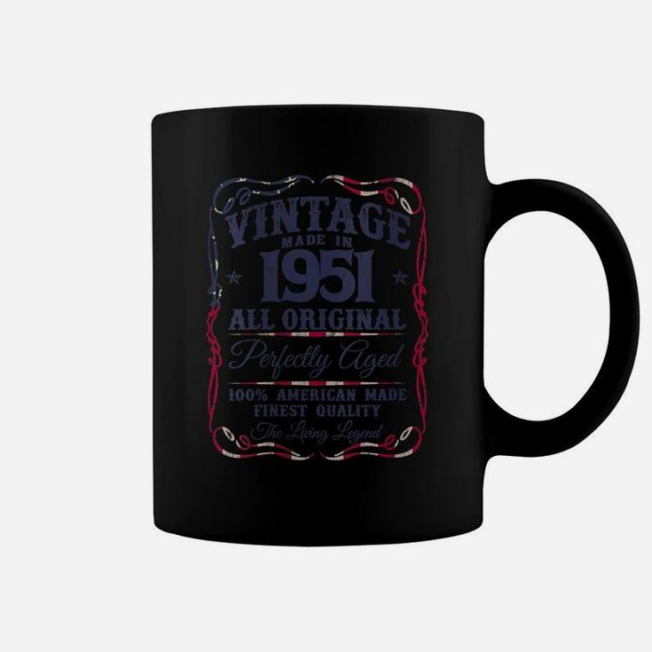 Womens Vintage Usa Legends Made In 1951 Classic 70Th Birthday Coffee Mug