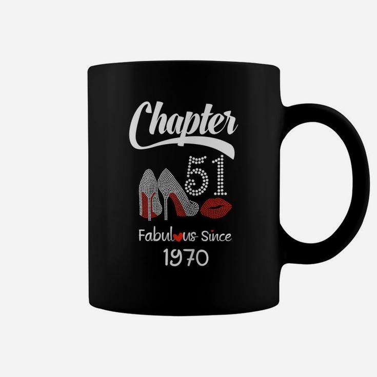 Womens Womens 51Th Birthday Shirt Lips Chapter 51 Years Old 1970 Coffee Mug
